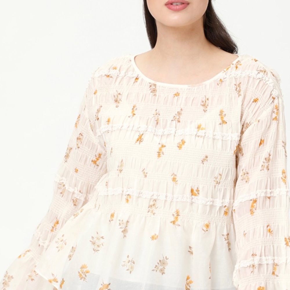 Rebecca Taylor Marigold Fleur Ines Smocked Blouse